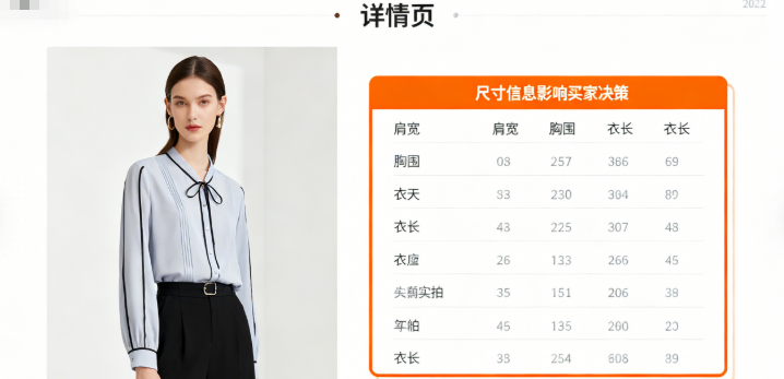 商品尺寸的精准描述在详情页中很重要