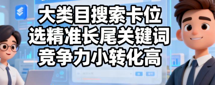 搜索卡位去设置，一定要选择精准流量的长尾关键词