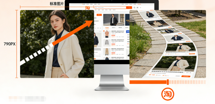 淘宝详情页的标准宽度是 790PX，高度没有固定要求