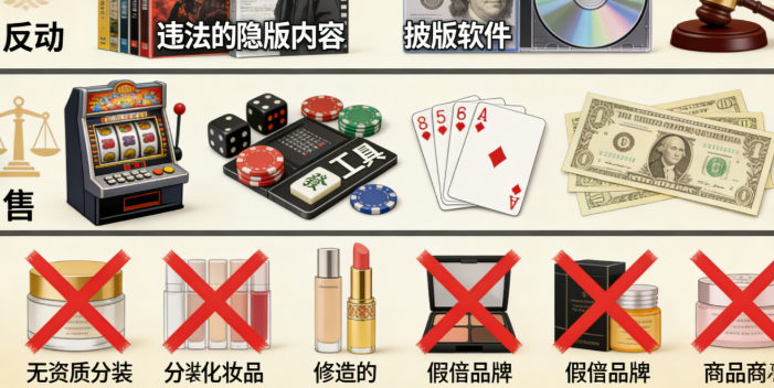 无资质的分装化妆品、假冒品牌商品，均属侵权违规品