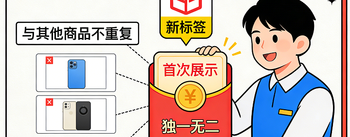 要保证你这个商品是在平台第1次展示