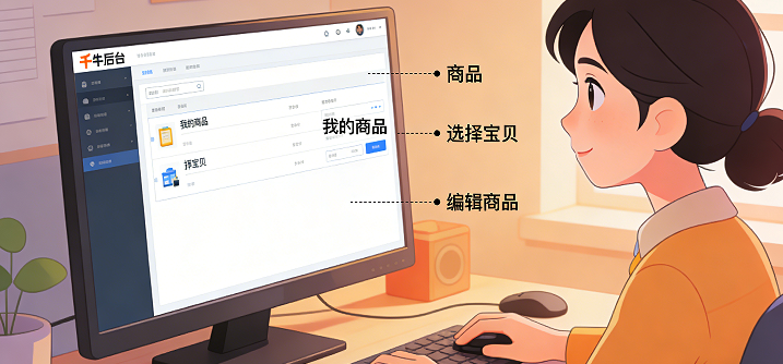 选择，我们要更改的宝贝点击右边的编辑商品