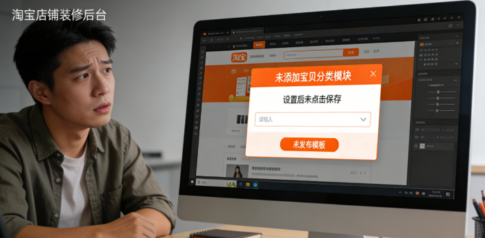 商家自己设置得时候没把分类产品设置到位，比如没登录淘宝装修后台添加宝贝分类模块