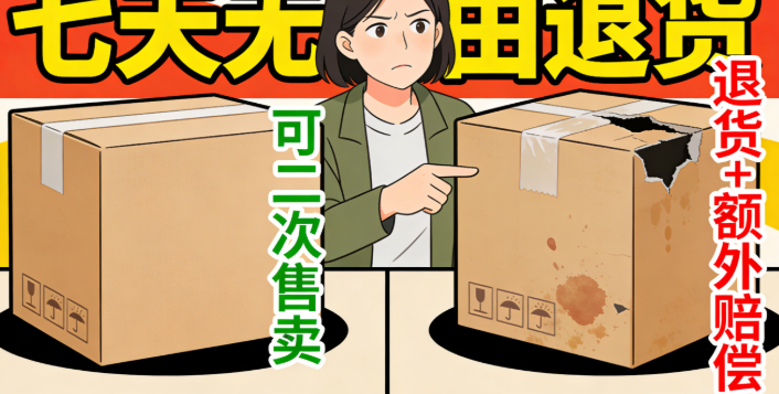 退货商品得保持原样、不耽误卖家二次售卖，才能享受到七天无理由退货服务