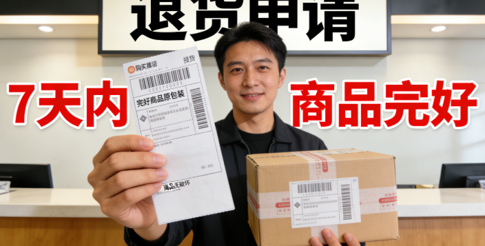 顾客要在买完商品后的七天里面，带上有效的购买票据，还有商品原来的包装