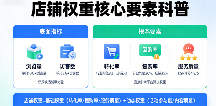 不管是浏览量还是访客数，都算不上能直接决定店铺权重的根本要素