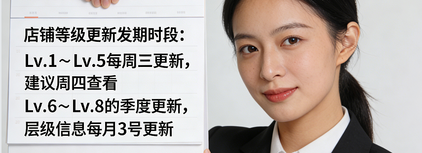 店铺Lv.1~Lv.5的更新周期为每周三更新