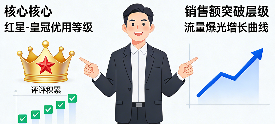 好评积累信用分，和提高我们产品的销售额突破层级